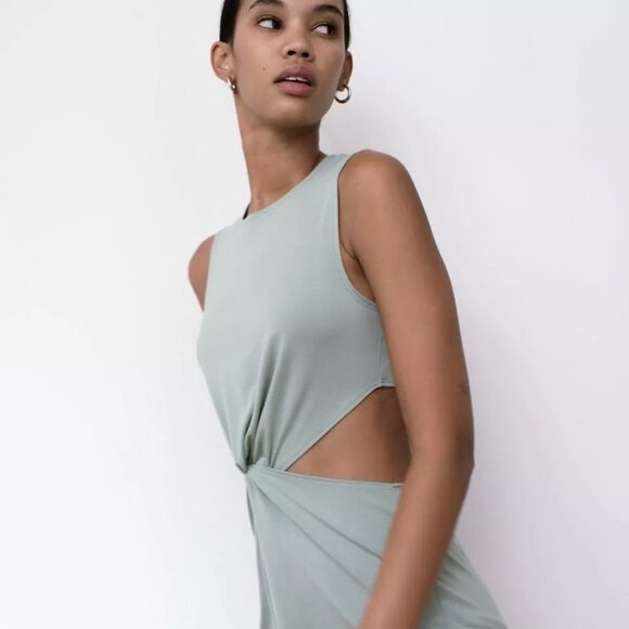 Uo Charlie Knot Tank Dress - Mint Green - Picture 1 of 7